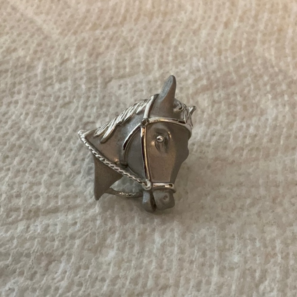 Silver horse pin and excellent condition and never worn.